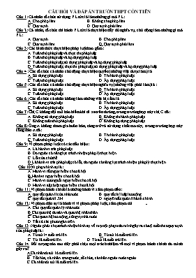 67 Câu hỏi trắc nghiệm Giáo dục công dân lớp 12 (Có đáp án) - Trường THPT Cồn Tiên